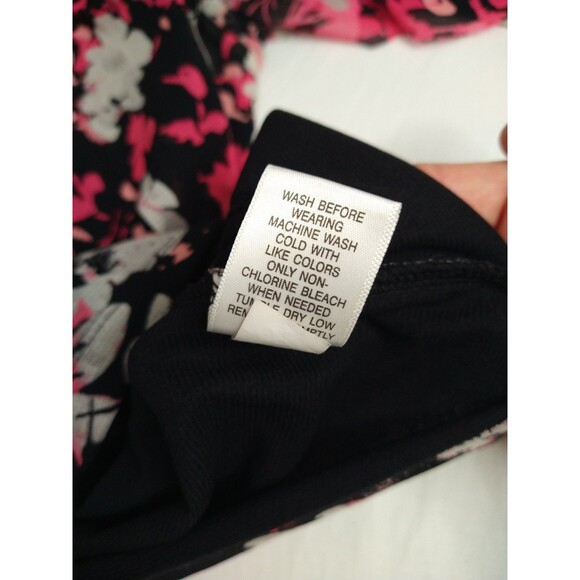 APT.9 Short Sleeve Ruffle Tiered Black Pink Purple Blouse Floral Womens Size 1XL - Picture 6 of 7